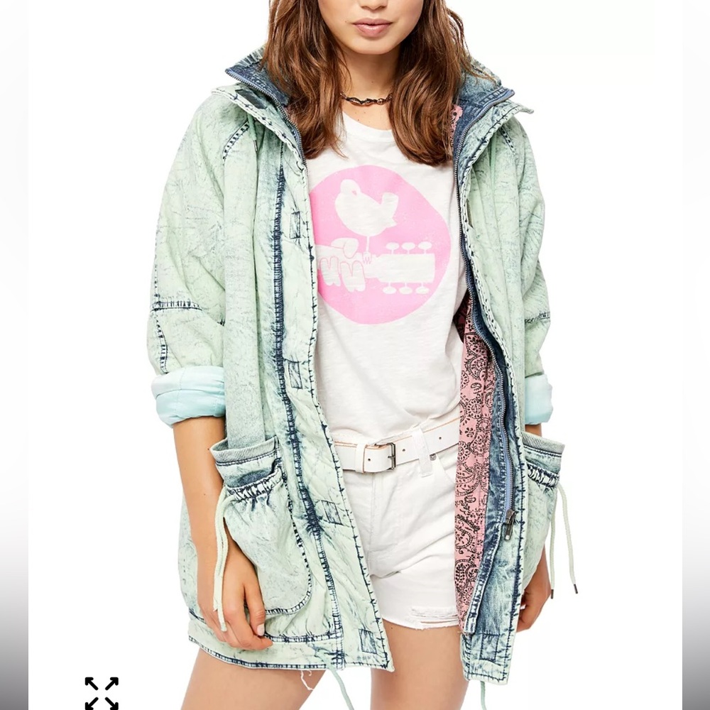 We The Free Mint Green Denim Parka Long Size Medium